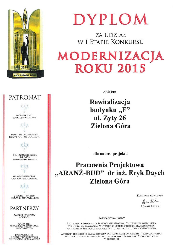 DYPLOM MODERNIZACJA ROKU 2015