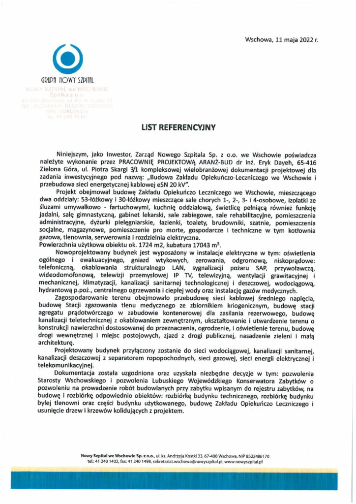 List referencyjny ZOL Wschowa 1